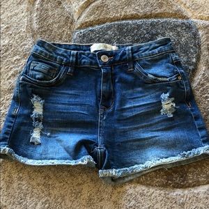 High waisted denim shorts
